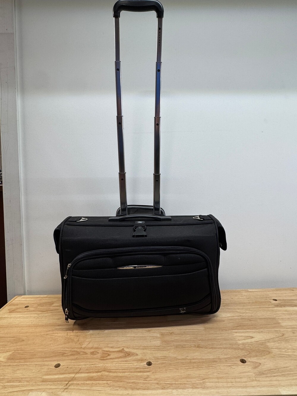 Delsey Black Rolling Carry-On Luggage with Telescoping Handle